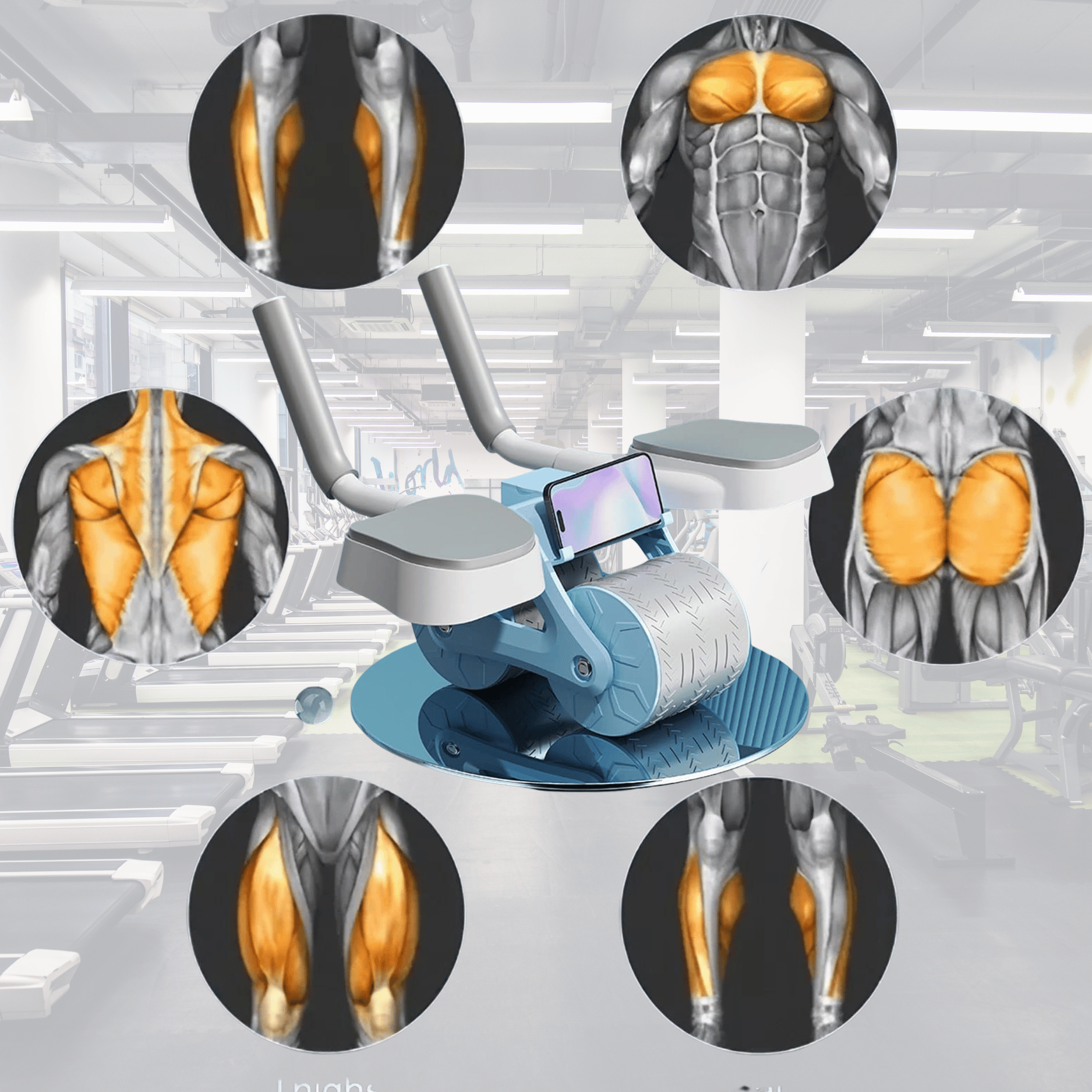 Rodillo Abdominal Con Rueda De Rebote Automática Y Cronometro