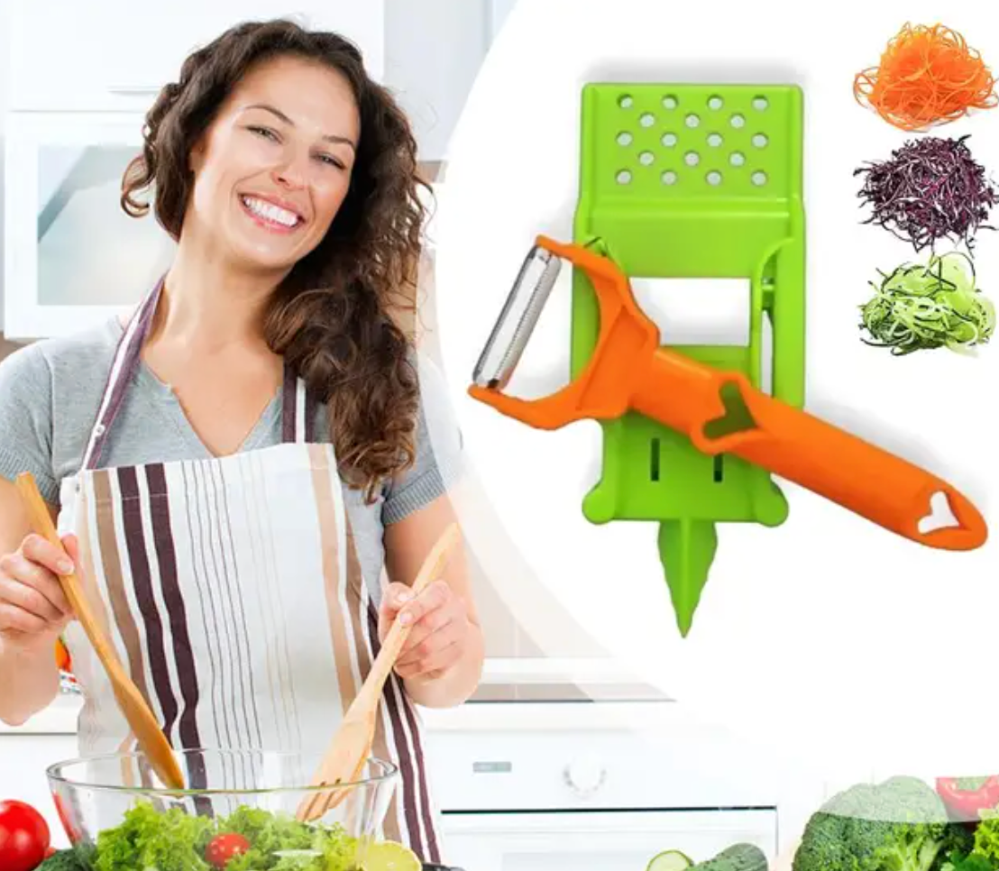 Pelador multifuncional 2-en-1 + Juego De 6 Cuchillos De Cocina Profesionales